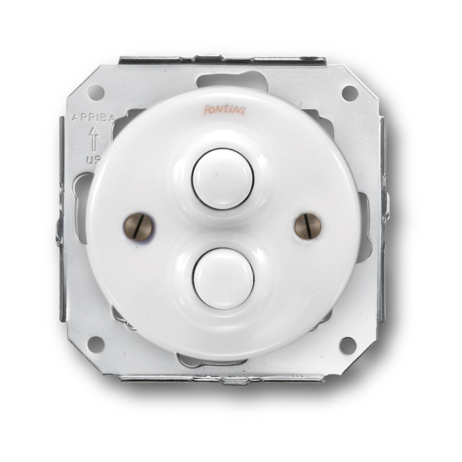 Poussoir double porcelaine blanche