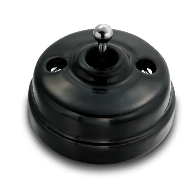 VV et manette chrome brillant porcelaine noire ss passe-câble