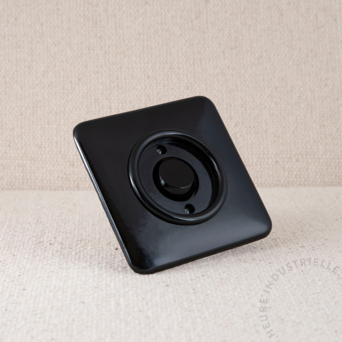 Bouton poussoir rocker THPG Bakélite noir carré