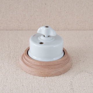 BP rotatif Garby porc. blche manette Retro blanche socle bois vieilli