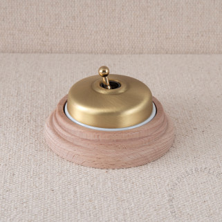 BP Dimbler doré satin base BL manette doré socle Bois brut