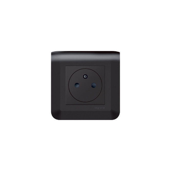 Prise 2P+T Surface Mosaic bornes automatiques 2 modules - noir mat