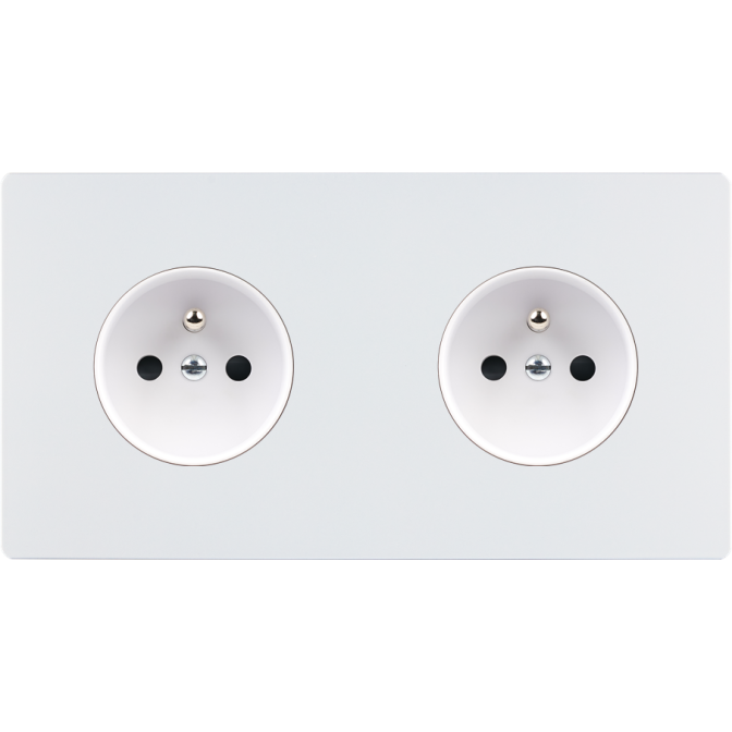 Façade M Blanc Mat Double Horizontale 2 Prises magnétique