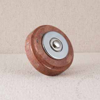 MARBRE ROUGE ROND 75X20mm BOUTON ET COLLERETTE LISSE CHROME