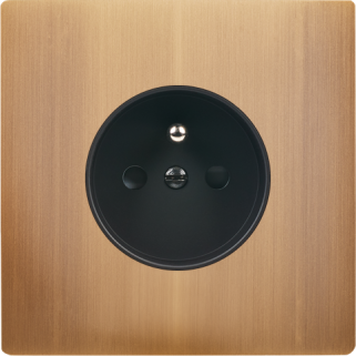 Façade M Vieux Bronze Brosse Simple Prise Courant 2P+T magnétique