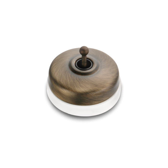 VV bronze ancien manette laiton vieilli porcelaine blc ss passe-câble