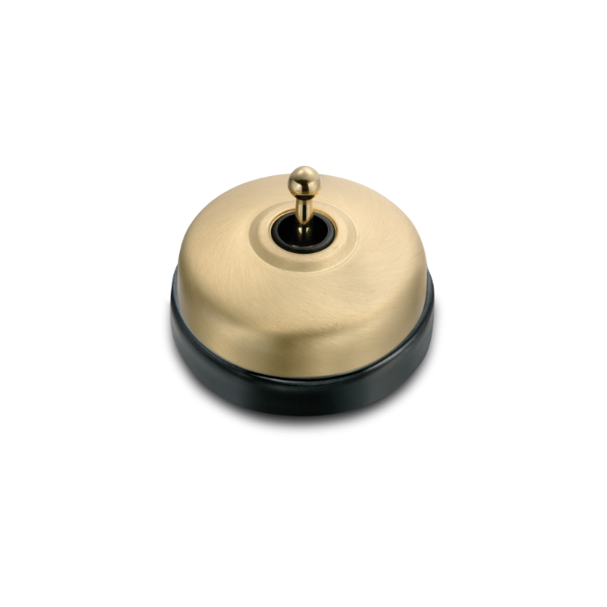 Poussoir doré satin manette doré brillant porc. noire ss passe-câble