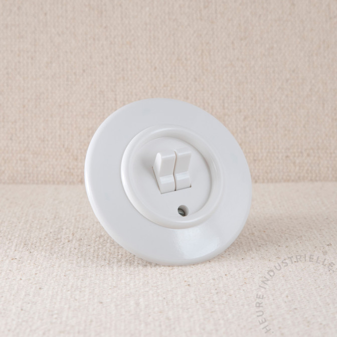 Interrupteur à bascule double THPG Duroplast blanc rond