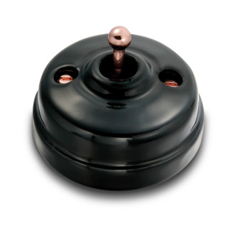 VV et manette cuivre brillant porcelaine noire ss passe-câble