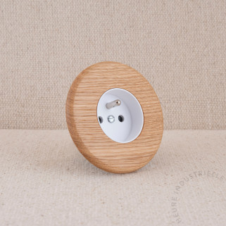 Prise courant 2P+T simple Modelec Iris chêne clair puits blanc