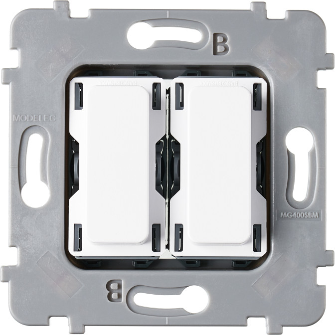 Mécanisme Plat 2 Boutons Vv Et/Ou Poussoir Collection M Blanc