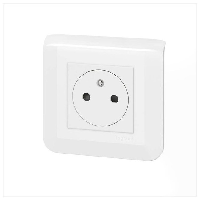 Prise 2P+T Surface Mosaic bornes automatiques 2 modules - blanc