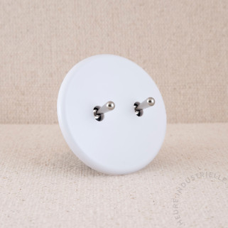 Interrupteur double IRIS porcelaine noire levier acier