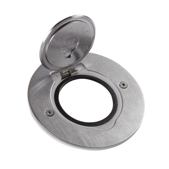 Platine de sol ronde pour méca Mosaic 1 poste - inox brossé