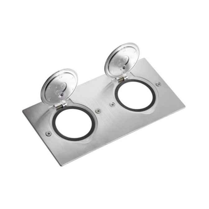 Platine de sol rect. pour fonctions Mosaic 2 postes -inox brossé