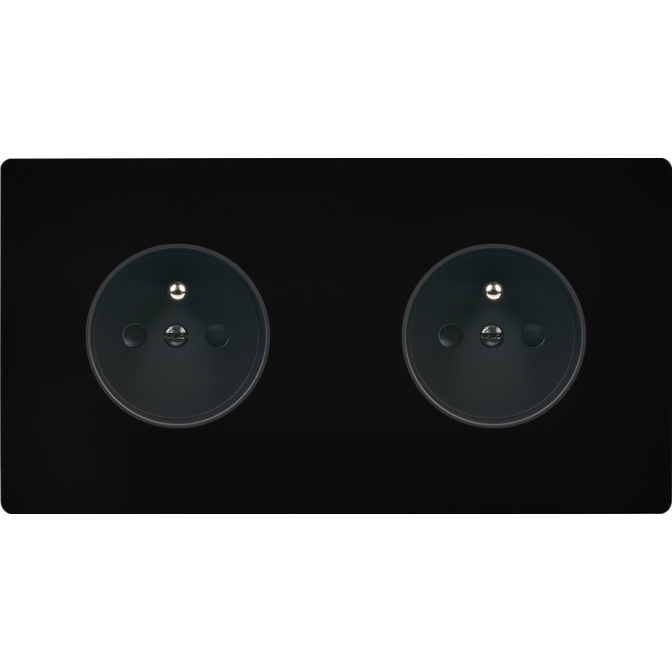 Façade M Noir Mat Double Horizontale 2 Prises magnétique