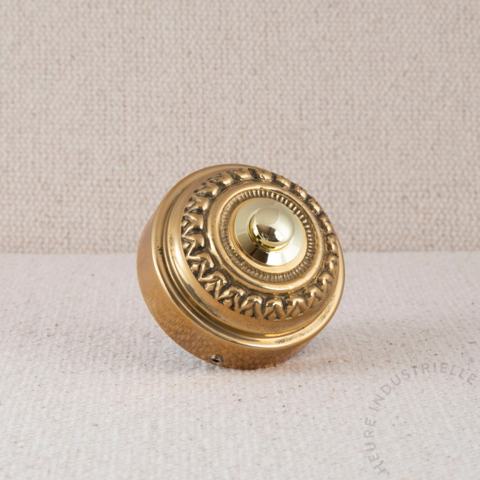 BOUTON DE SONNETTE 12V PERLE DIAM 60mm LAITON POLI