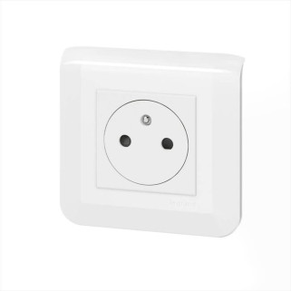 Prise 2P+T Surface Mosaic bornes automatiques 2 modules - blanc