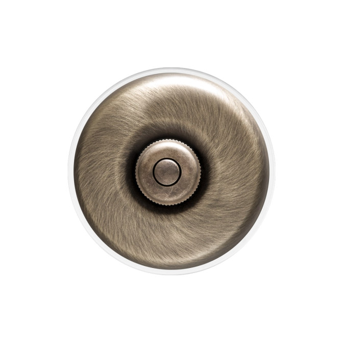 Bouton poussoir dôme bronze ancien et manette laiton vieillie porc.