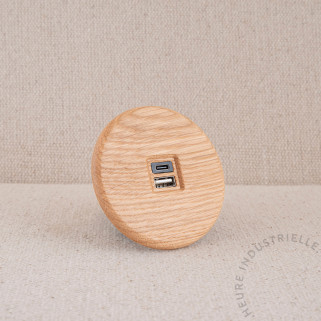Chargeur 2 ports USB A+C IRIS Bois chêne clair
