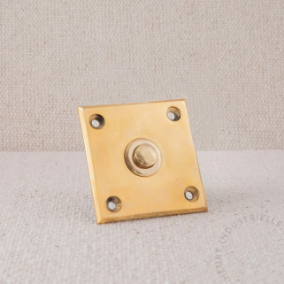 BOUTON DE SONNETTE 12 V CARRE PLAT LAITON POLI 60x60mm