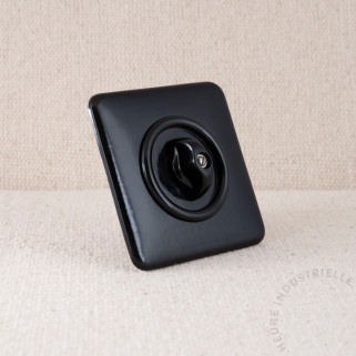 Interrupteur rotatif double THPG Bakélite noir carré