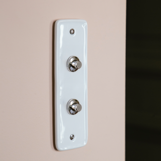 Va-et-Vient (VV) double Porcelaine Blanche Leviers+Vis Chrome