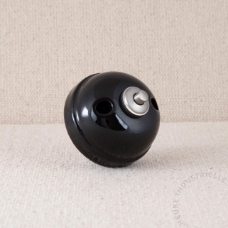 bouton poussoir arrondi porcelaine noire