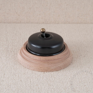 BP Dimbler noir mat base NO manette laiton vieilli socle Bois brut