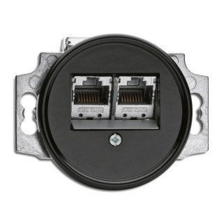DBLE RJ45 CAT6 BAKELITE NOIRE (fixat. horizontal / boîte maçonnerie u