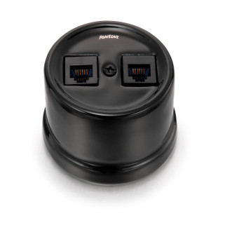 Prise RJ45 UTP Cat 6 porcelaine noire