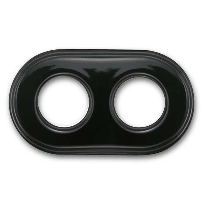 Plaque 2 postes porcelaine noire