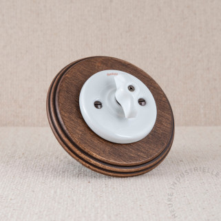 BP Garby Colonial porc. BL manette Retro BL + plaque bois vieilli