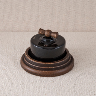 BP rotatif Garby porc. noire manette hêtre vieilli socle bois vieilli