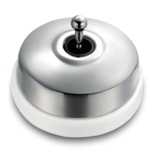 Poussoir et manette chrome brillant porcelaine blanche ss passe-câble