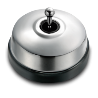 Poussoir et manette chrome brillant porcelaine noire ss passe-câble