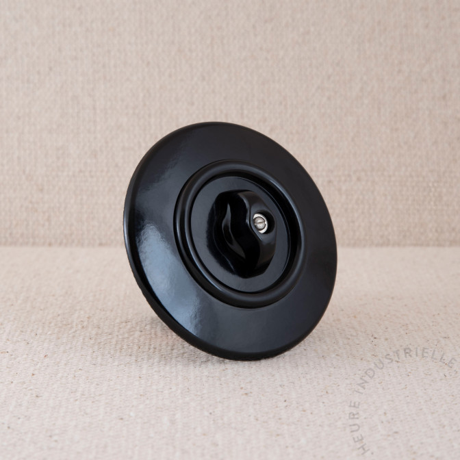 Interrupteur rotatif double THPG Bakélite noir rond