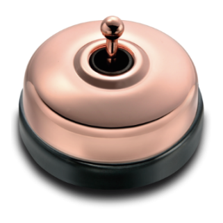 Poussoir et manette cuivre brillant porcelaine noire ss passe-câble