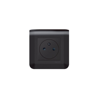 Prise 2P+T Surface Mosaic bornes automatiques 2 modules - noir mat