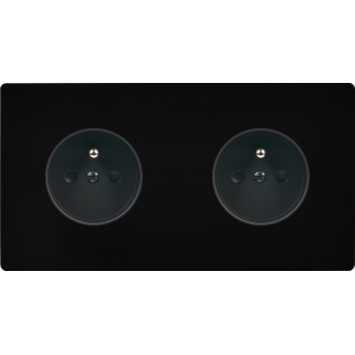 Façade M Noir Mat Double Horizontale 2 Prises magnétique