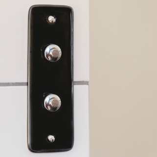 Bouton Poussoir (BP) double Porcelaine Noire Push+Vis Chrome