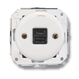 Chargeur USB A+C porcelaine blanche