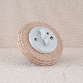 Interrupteur Garby avec manette Retro en porcelaine sur plaque