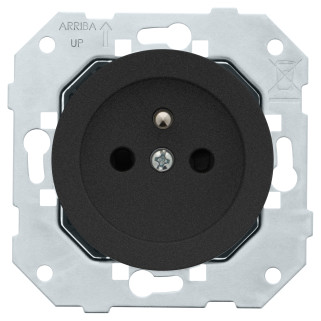 Prise 2P DOM avec terre 16A-250V~ Noir mat