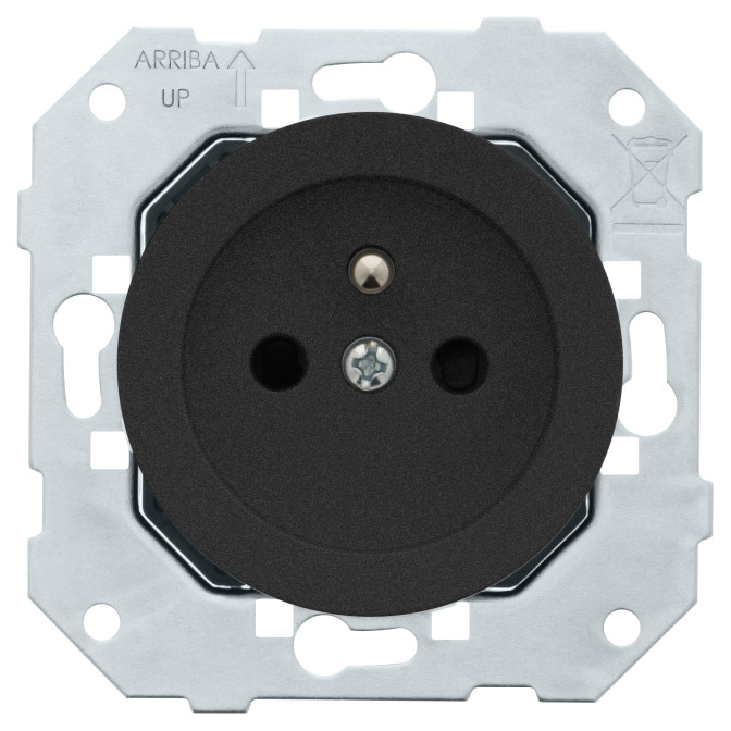 Prise 2P DOM avec terre 16A-250V~ Noir mat