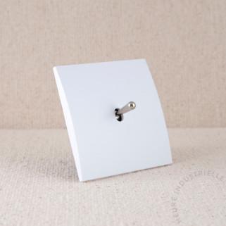 Commande Duo simple Modelec karo blanc soft touch levier acier