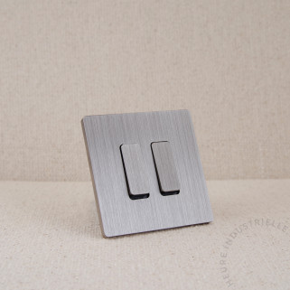 Interrupteur double Modelec M nickel brossé touche nickel