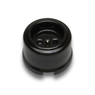 Prise 2P+T porcelaine noire