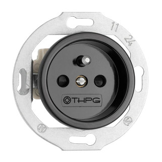 PRISE 2P+T TYPE E FRANCE PORCELAINE NOIRE