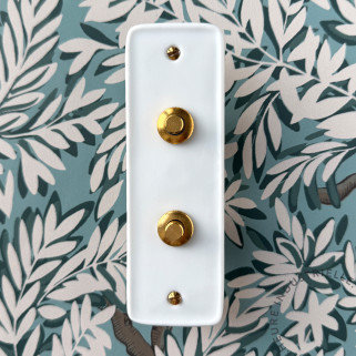 Interrupteur ADR x HI Double Doré sur Plaque Porcelaine Blanche